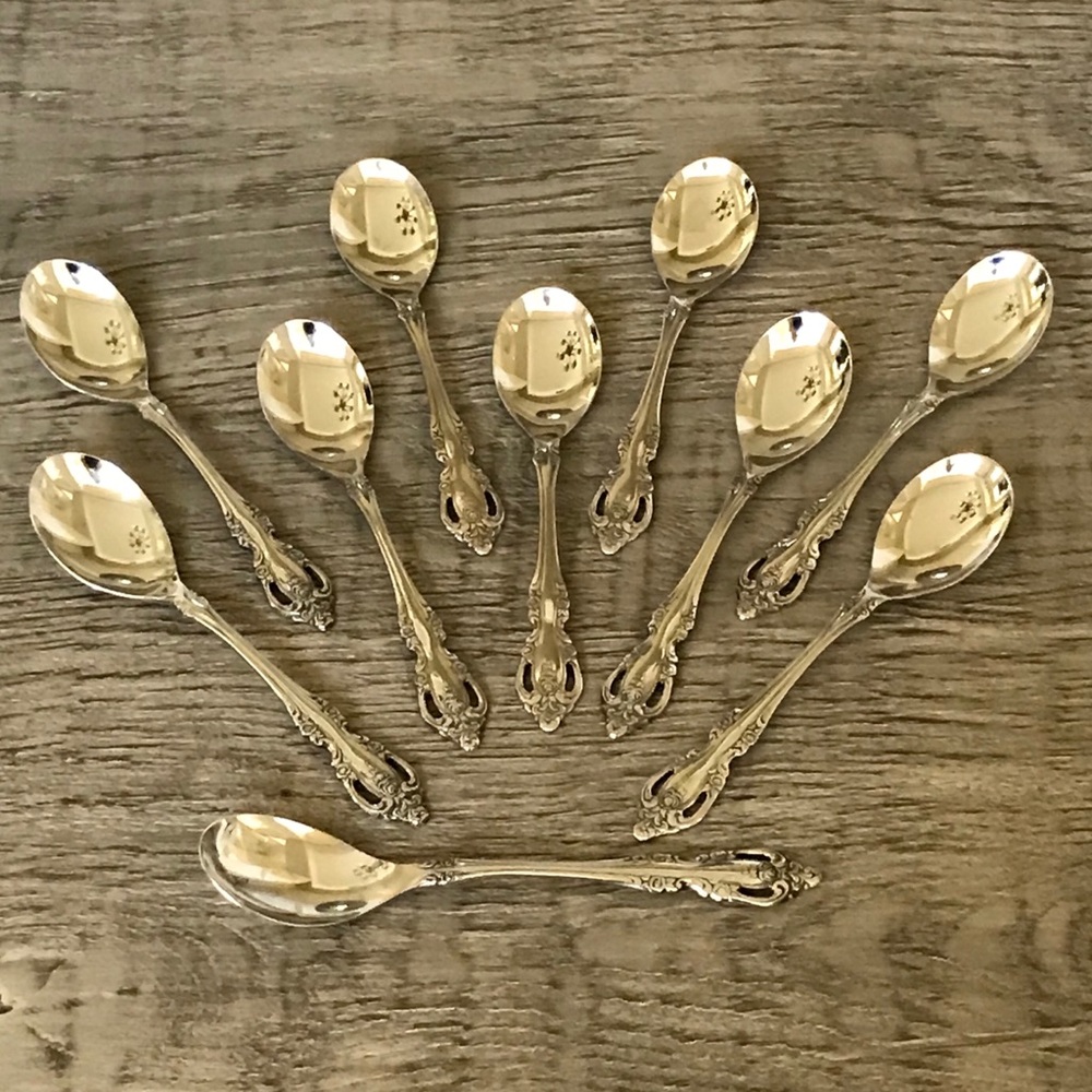 Oneida Community Brahms Set of 10 Ice Cream Dessert Spoons Stainless Steel